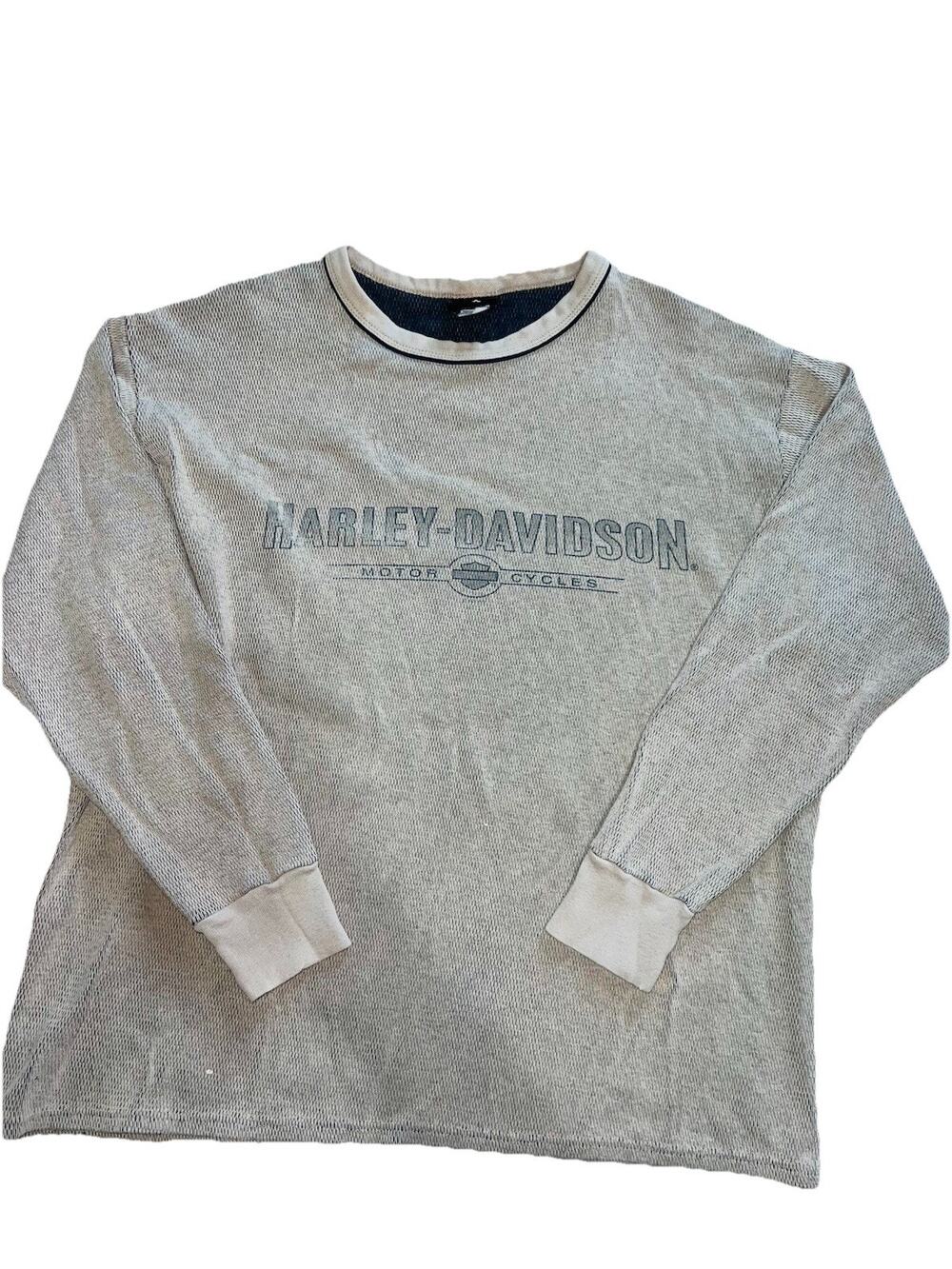 Vintage Long Sleeve Thermal Harley Davidson Shirts XL Made USA